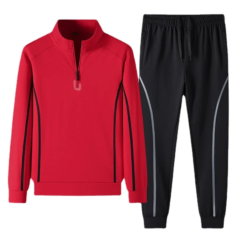 

Весенне-осенняя мужская куртка + брюки, повседневный полосатый тренировочный костюм с простым дизайном, молодежная жизнерадостная модная спортивная одежда, высокое качество 5XL