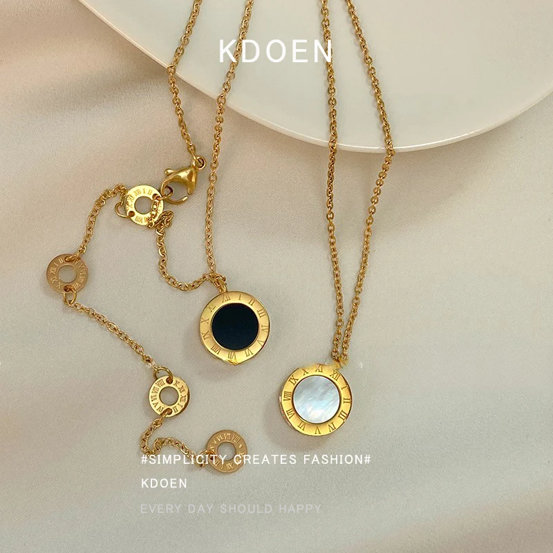 Женская двусторонняя Подвеска из нержавеющей стали черная или белая круглая