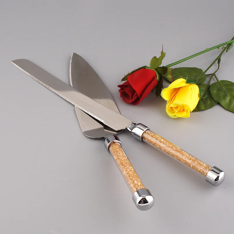 

2-piece Set of High-grade Light Luxury Stainless Steel Western Tableware Crystal Diamond Cake Knife Spatula