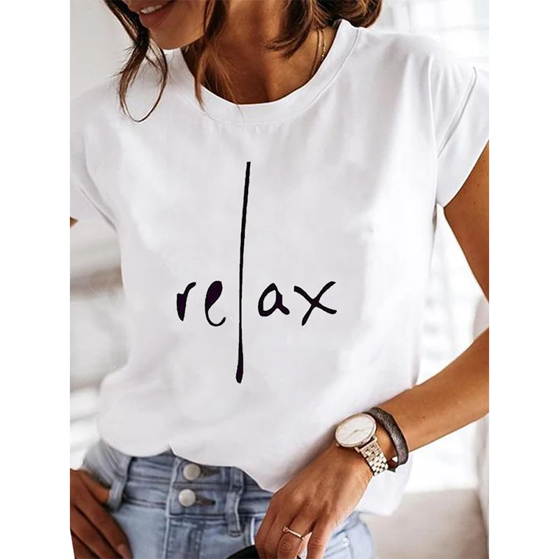 

Clothes Ladies Summer T Clothing Print Fashion Casual T-shirts Letter 90s Trend Cute Short Sleeve Women Female Graphic Tee