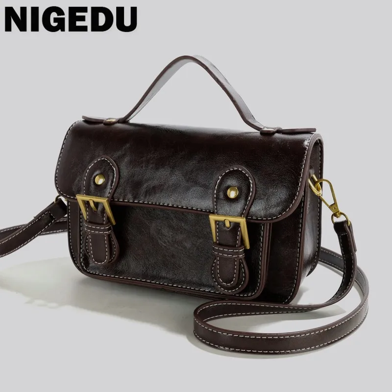 Сумка-мессенджер женская из экокожи винтажный саквояж на плечо в повседневном