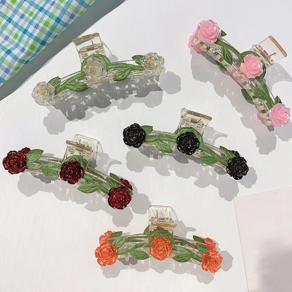 

Woman Girls Exquisite Hair Claws Rose Floral Barrettes Hairpins Hair Clips Women Hair Accessories Headwear Hairgrip Ornaments