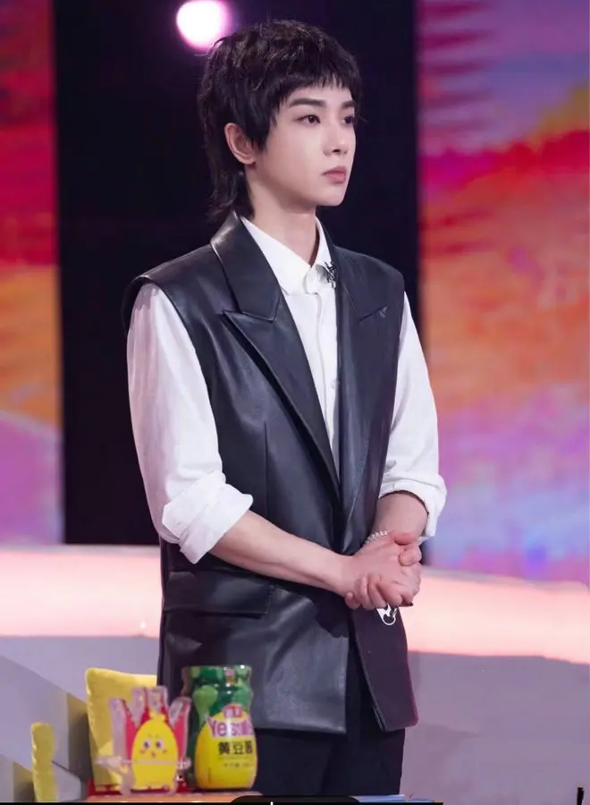 

Оригинальный мужской Модный Оригинальный подиумный костюм без рукавов с воротником красивый дизайнерский жилет из искусственной кожи S-6XL костюмы