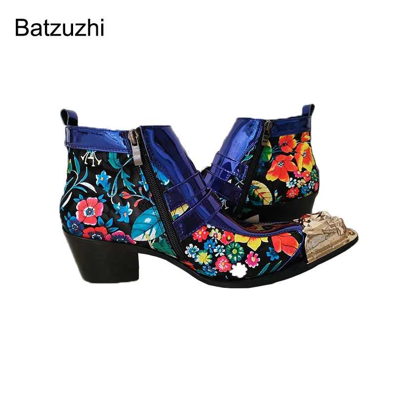 Batzuzhi роскошные мужские ботинки ручной работы с золотым металлическим носком