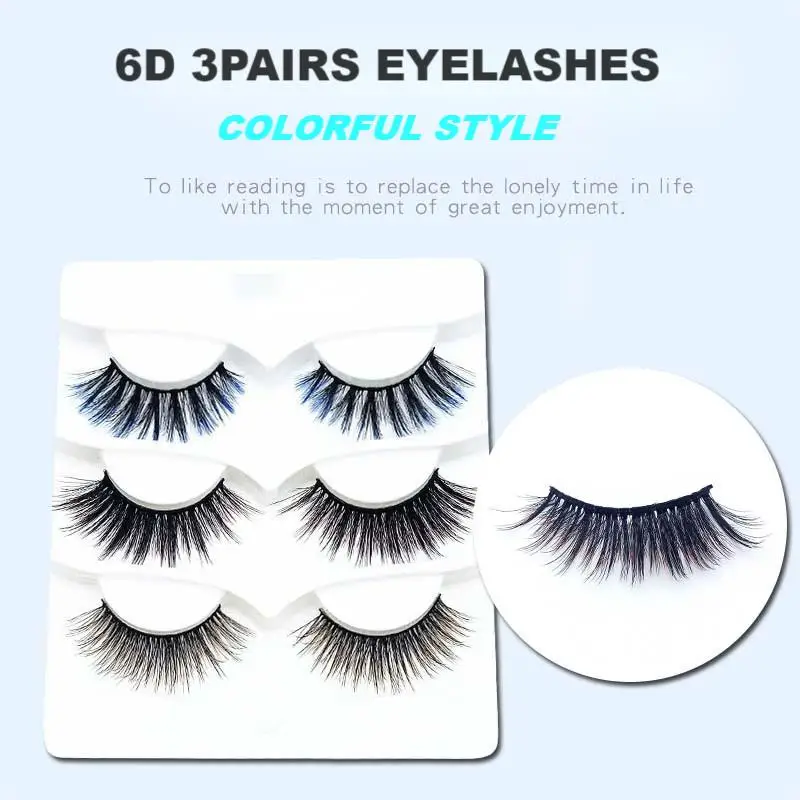 

LZDLKDR6D Color Series Various Styles Of Eyelashes 3 Pairs Of Color Natural Slender Fashion False Eyelashes Wholesale And Retail