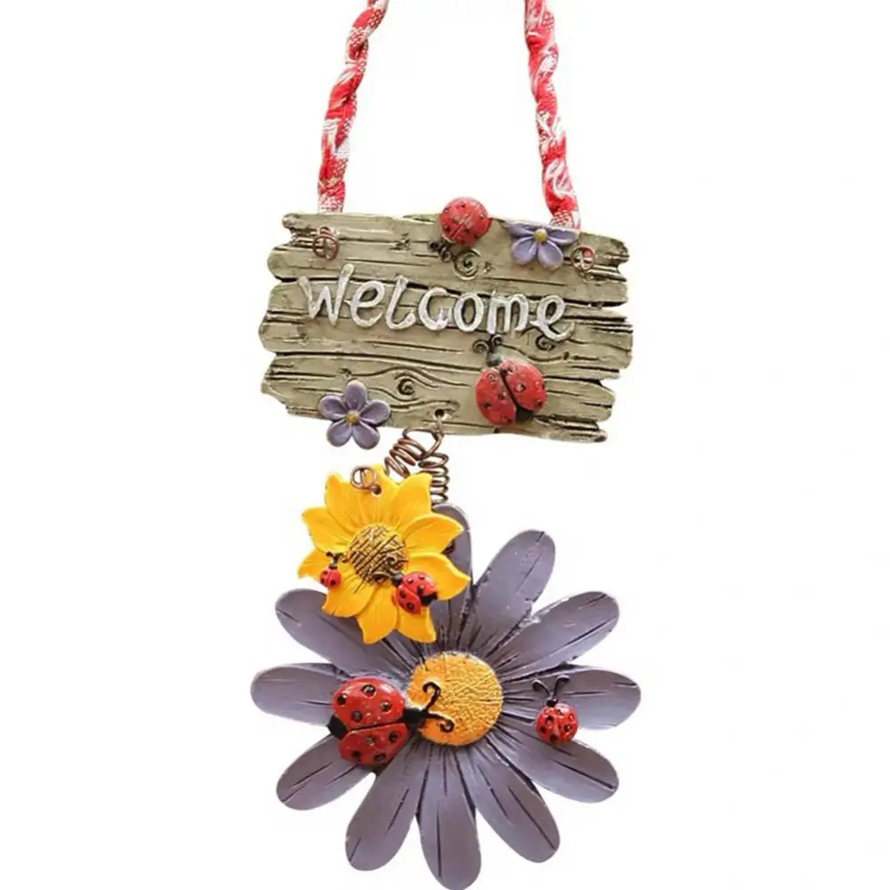 

Resin Small Welcome Sign Listing Sign Flower Welcome Card Warm Door Hanging Ornament Garden Ornaments Pendant Hanging Wood Decor