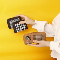 fashion high end ladies card holder new canvas houndstooth coin purse bank card storage card bag multi function card slot wallet
