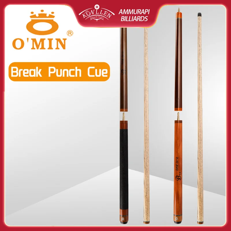 OMIN Break Punch Cue Billiard Stick 142cm Ash Solid Wood Leather Handle  14 MM Tip Break Jump Cue Handmade Powerful Billar Kit