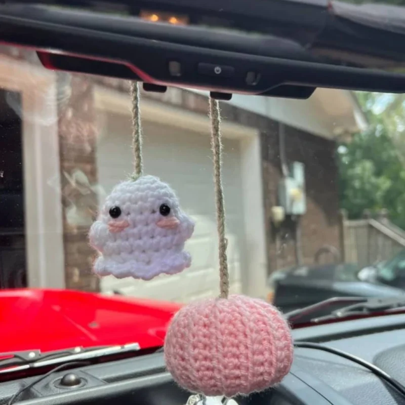 

Creative Halloween Pumpkin Ghost Car Accessories Cute Soft Plush Hanging Car Decor Bag Charm Hanging Pendant for Women Gift