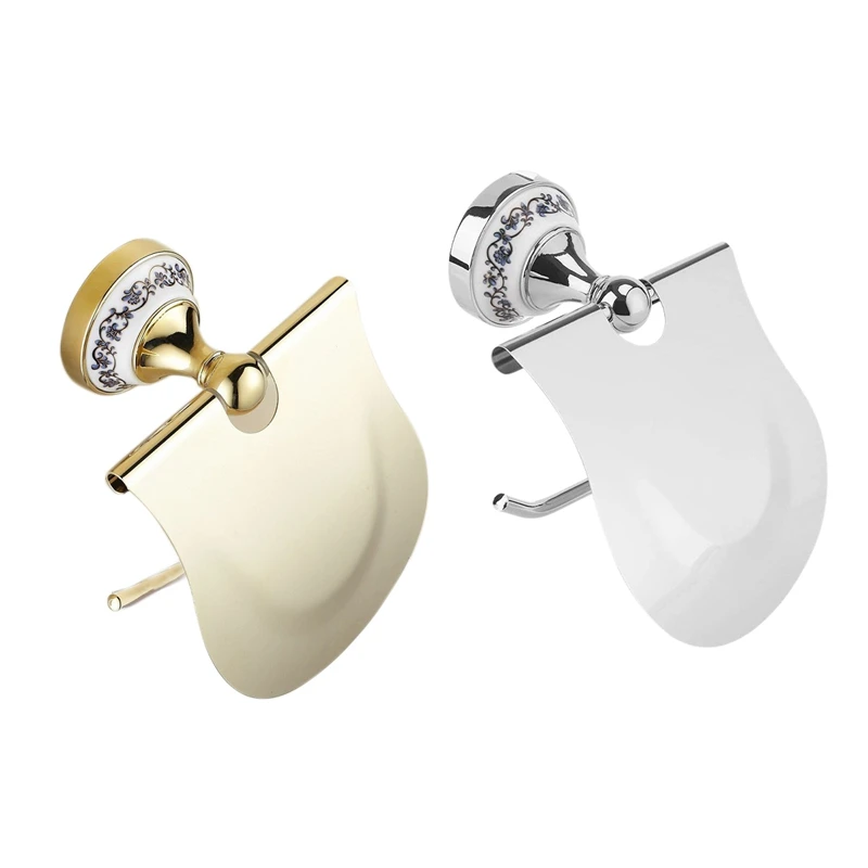 

Classic Bathroom Toilet Roll Paper Holder With Baffle Waterproof Wall Mounted Blue And White Porcelain Pattern