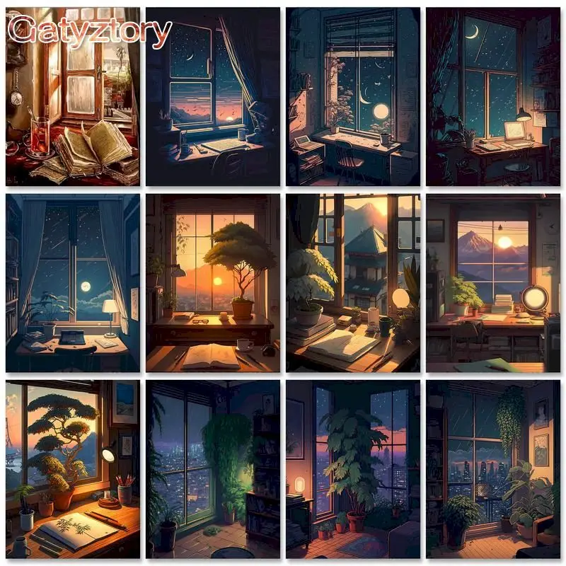 

GATYZTORY Oil Painting By Numbers Scenery Drawing On Canvas HandPainted Gift DIY Crafts Picture By Number Kits Home Wall Art