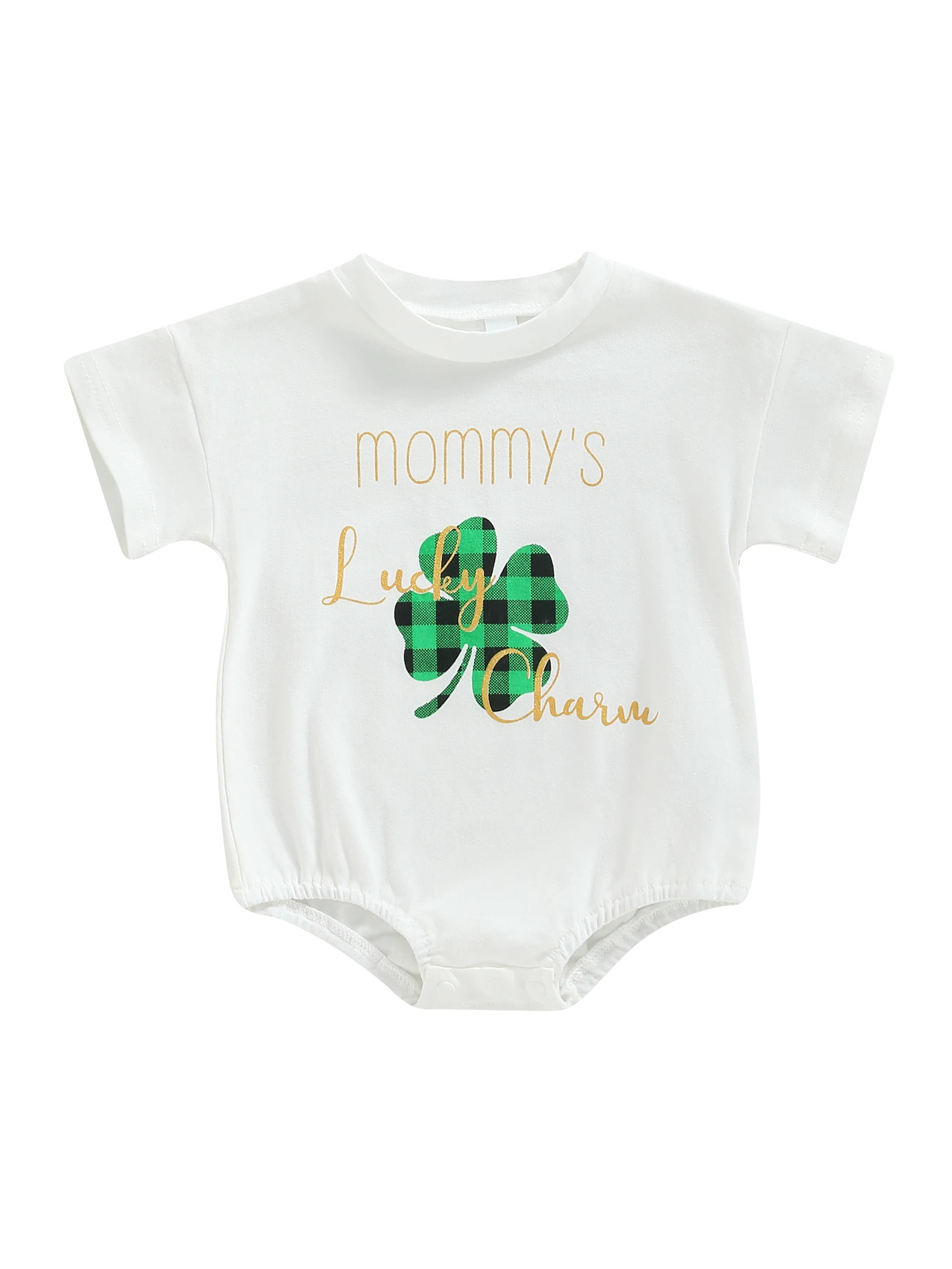 

Newborn Baby Girl Boy St Patricks Day Romper Crewneck Clover Printed Jumpsuit Infant Sweatshirt Bodysuit