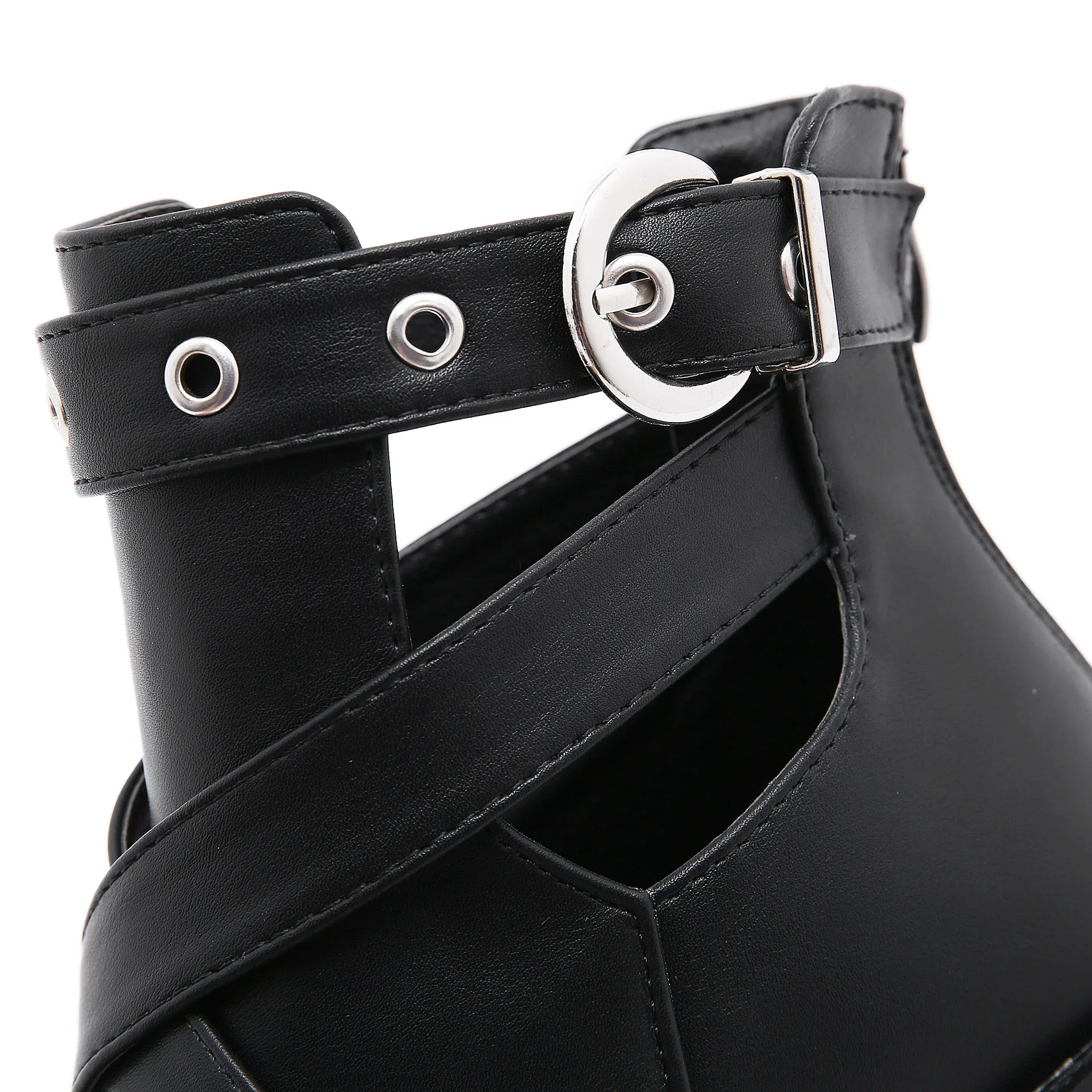 Autumn Winter Platform Boots For Women Sexy Round Toe Buckle Strap Pole Dance High Heels Pumps Fashion Sexy chain Black Shoes