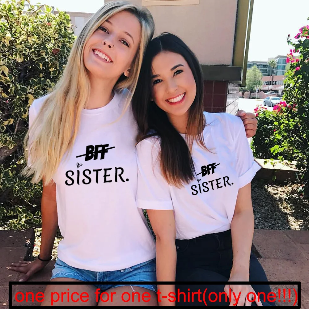 

1 шт., женский летний топ с надписью BFF Sister
