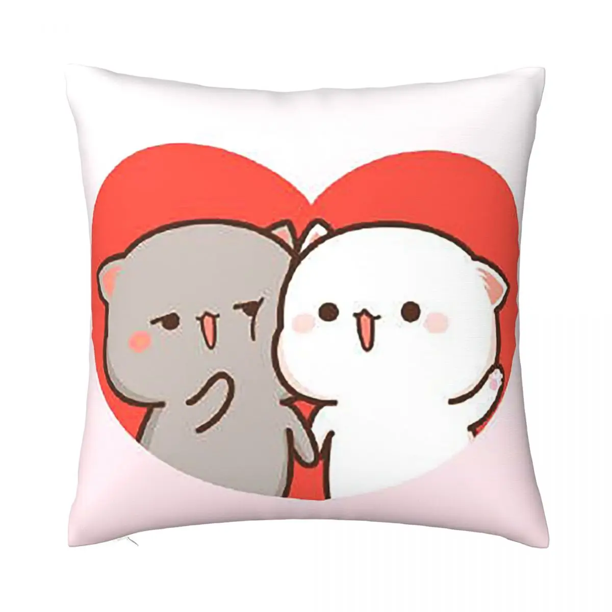 

Peach And Goma Mochi Cat Pillowcase Printed Polyester Cushion Cover Decorations Pillow Case Cover Bed Zipper 40*40cm