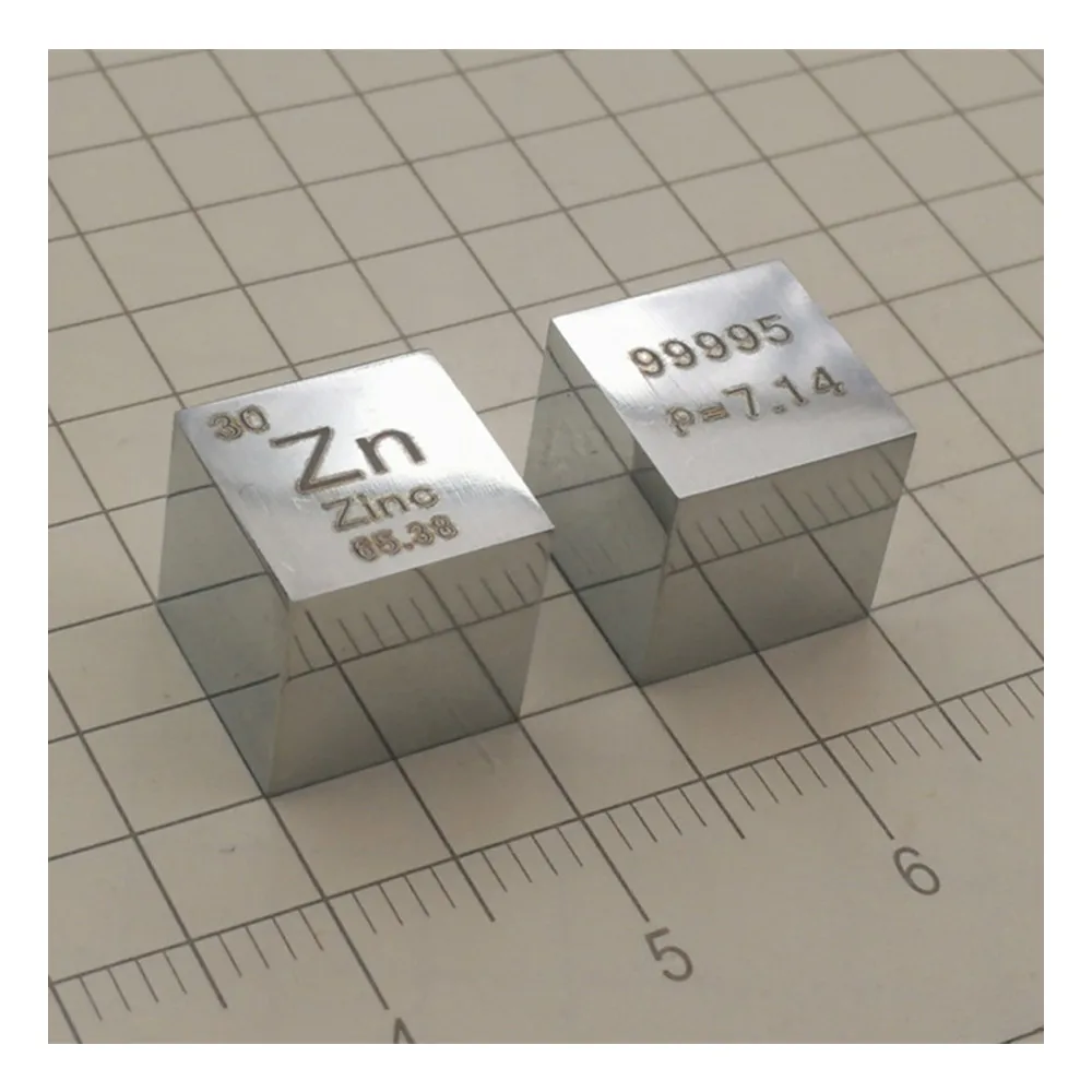

Polished Mirror Surface Zinc Cubic 10mm Periodic Table Zn 99.995%