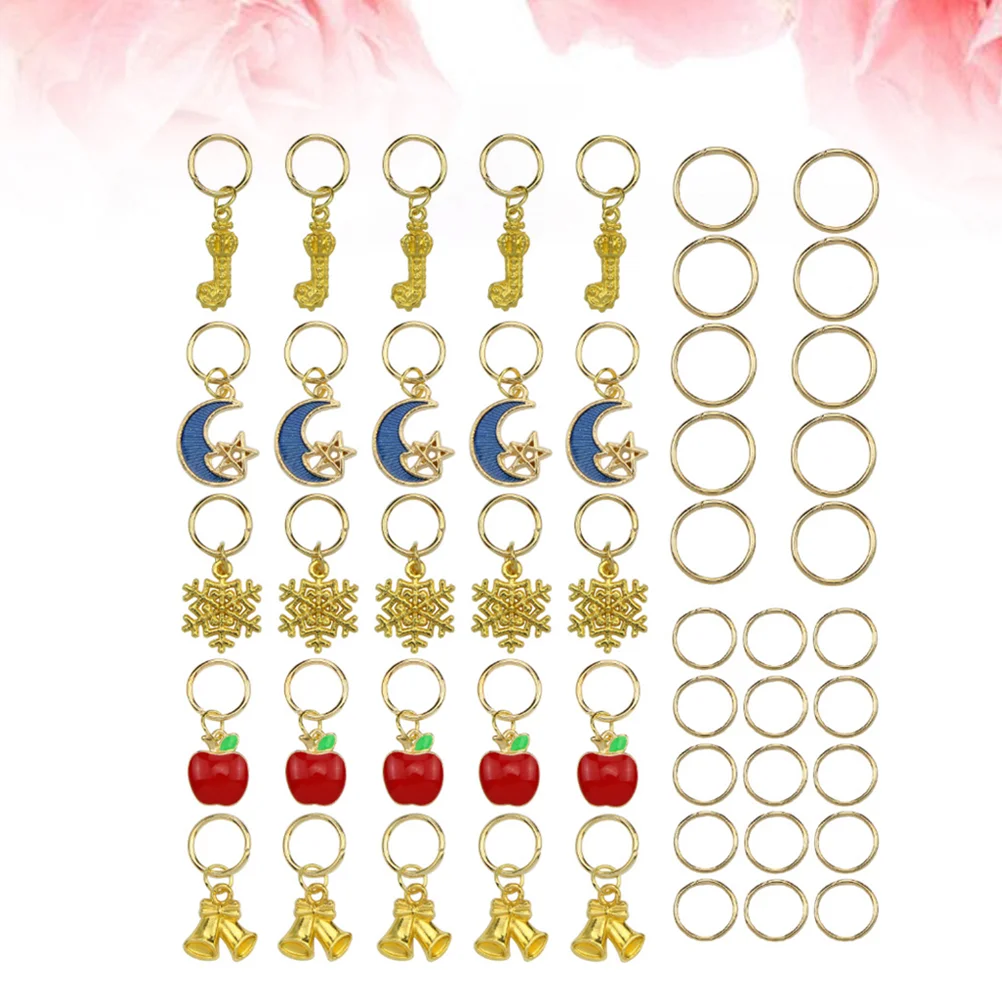 

Hair Christmas Braid Dreadlock Ringsbeads Accessories Pendant Cuffs Alloy Charms Braiding Charme Decorations Braids Stuffers