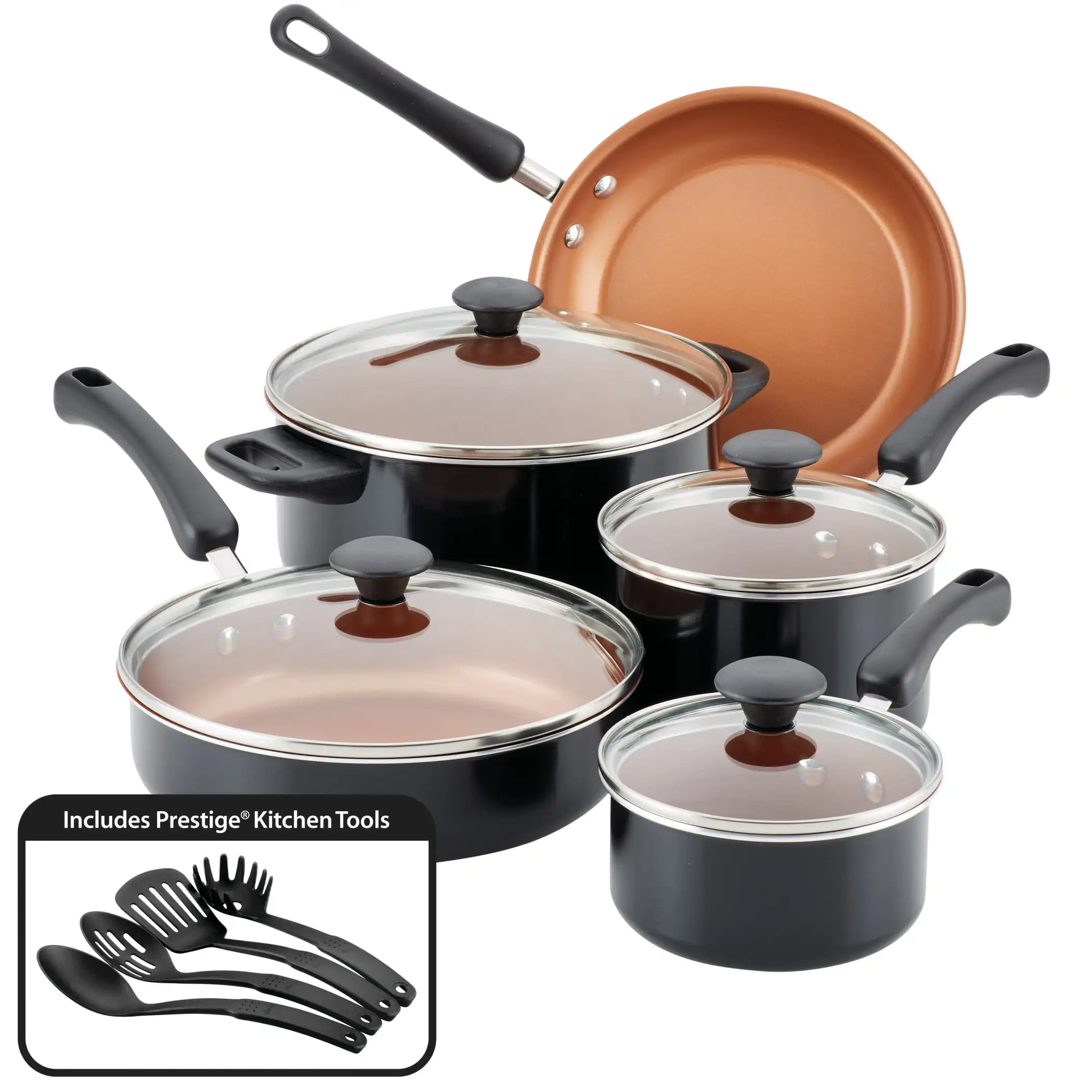 

13-Piece Easy Clean Pro Nonstick Pots and Pans Set/Cookware Set, Black