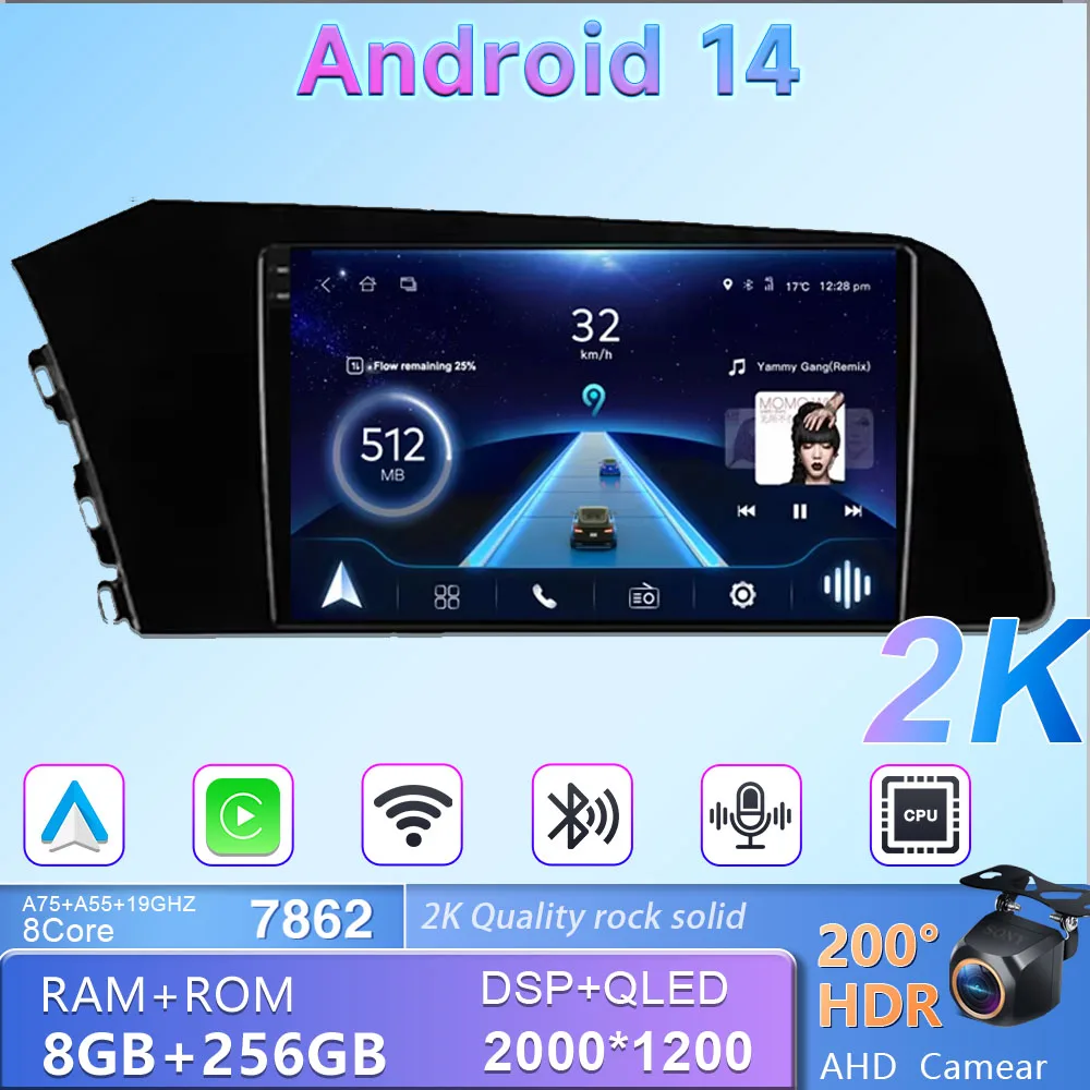 9 дюймов Carplay Android радио для HYUNDAI ELANTRA 7 2020 - 2022 ...