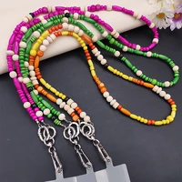 mobile phone lanyard long crossbody pendant hand beaded creative wooden beads diagonal cross can carry anti lost sling chain