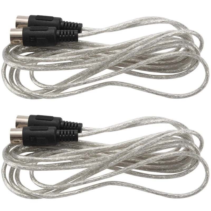 

2Pcs 9.8FT Midi Male To Male DIN 5-Pin Music Instrument Extension Cable Connector