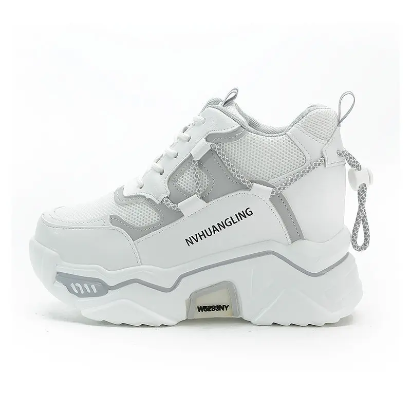 Women's Increase Shoes 2022 Spring Autumn New Fashion Ladies Sneakers Breathable Mesh Casual Wedge Heels Platform Sports Shoes