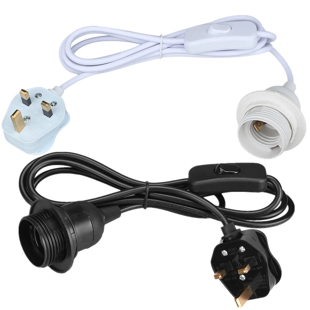 

UK Plug 2/3M Power Cord Cables E27 Lamp Base Holder With Switch Wire For Pendant Led Bulbs Fixture Hanglamp Suspension Socket