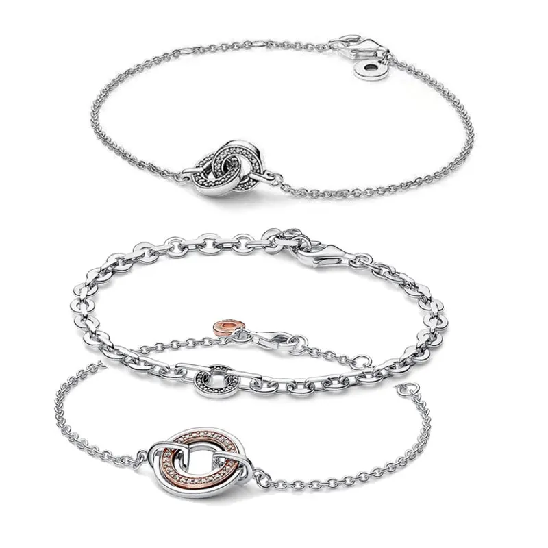 

New 2023 Trend 925 Silver Zircon Bracelet Love Heart-Shaped Women's Jewelry Valentine's Day Gift 2023 Trend Charm Man DIY