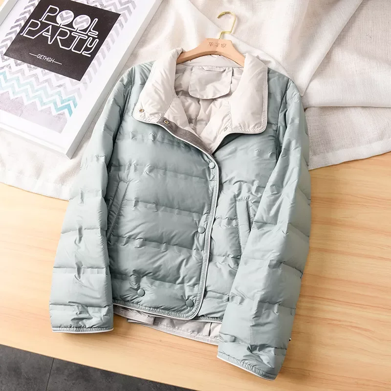 

2022NEW Autumn Winter Ultra Light 90% White Duck Down Coat Women Slim Puffer Feather Short Jackets Pocket Casual Female Parkas
