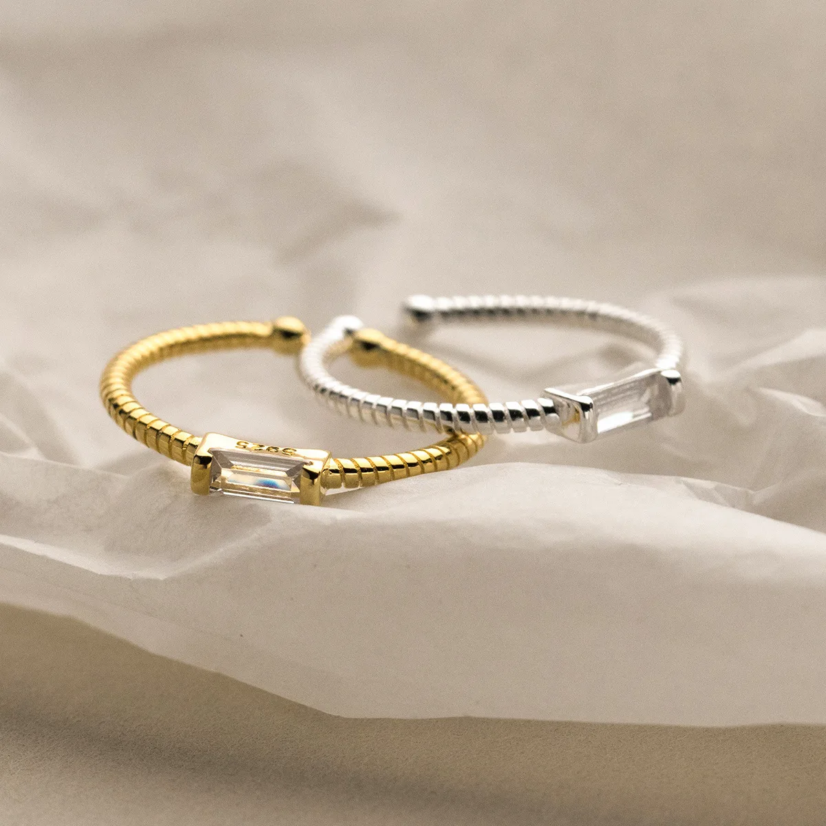 Женское кольцо из серебра 925 пробы с квадратным цирконом | AliExpress