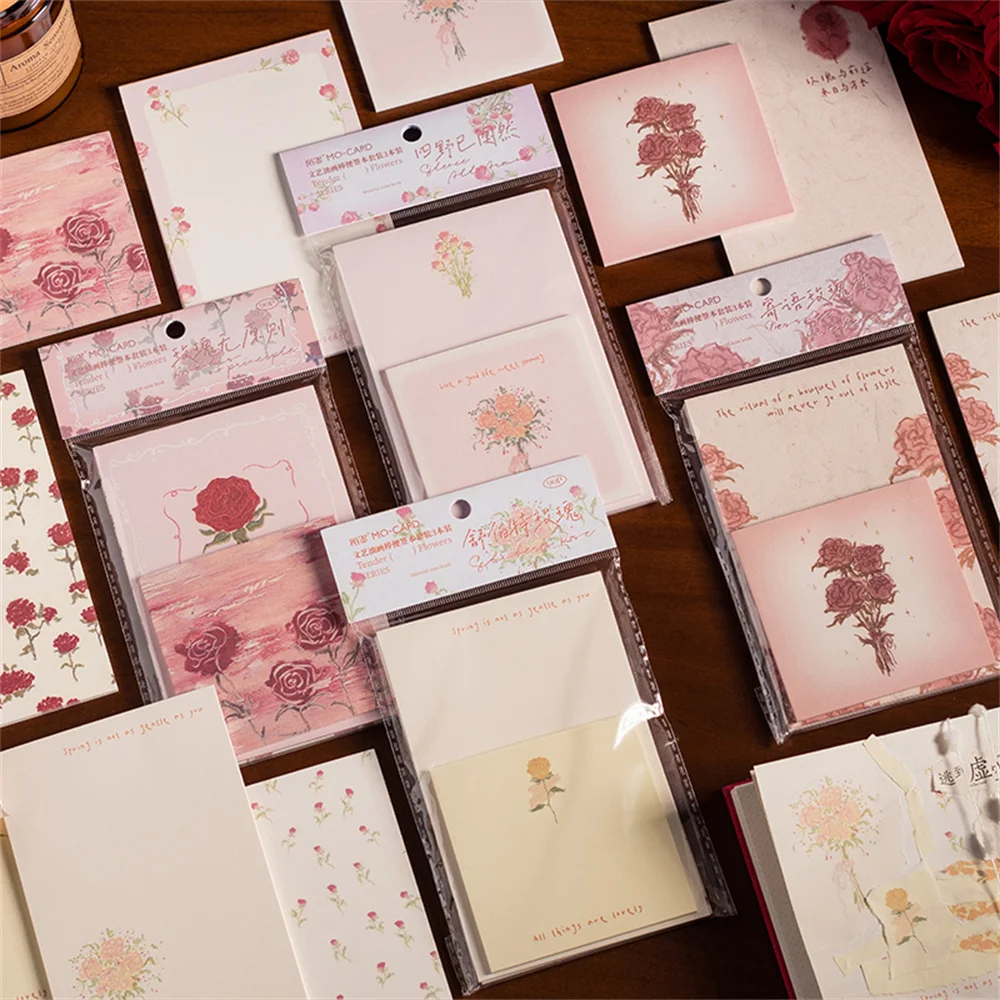 

90sheets Cute Flower Memo Pad Message Notepad Journaling Planner Collage Material Paper Stationery School Supplies