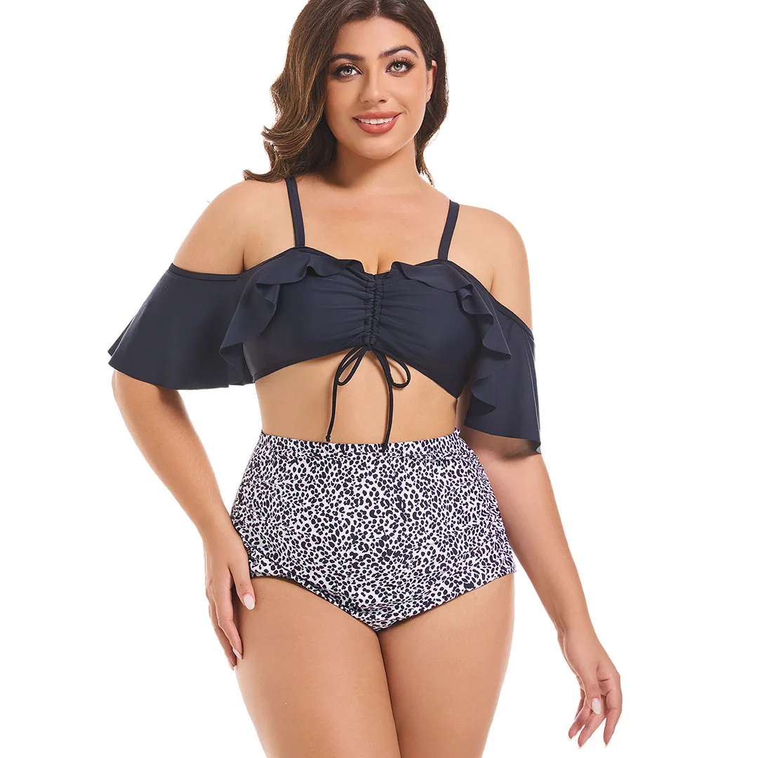 Пляжный отдых комплект бикини больших размеров для женщин купальники с рюшами