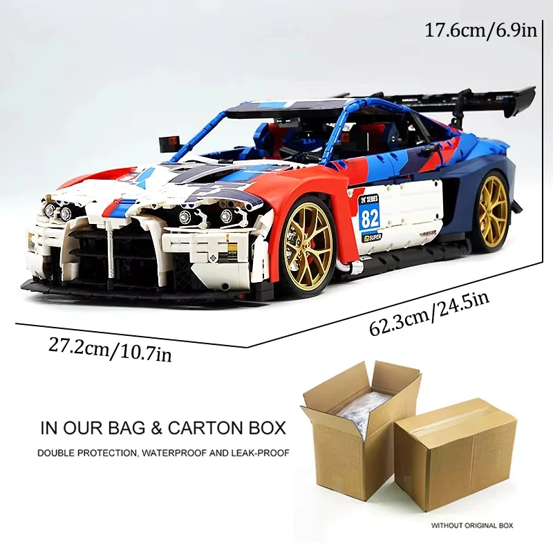 В НАЛИЧИИ JD040 MOC Технический 1:8 Супер спортивный автомобиль M4 Строительный блок