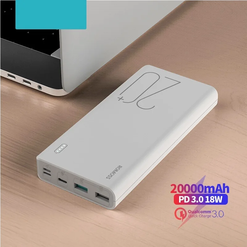 

ROMOSS Sense 6+ Power Bank 20000mAh PD3.0 Quick Charge 20000 mAh Powerbank External Battery Charge For iPhone Xiaomi Mi Huawei