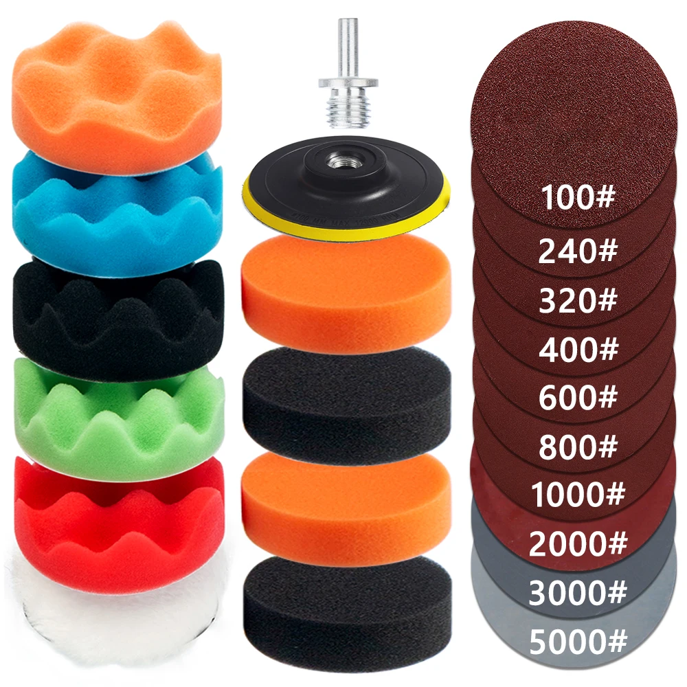 Набор для полировки автомобиля 3 дюйма, включающий компаунд, полировальную плиту, подложку для шлифования, воск и наждачную бумагу для реставрации фар.