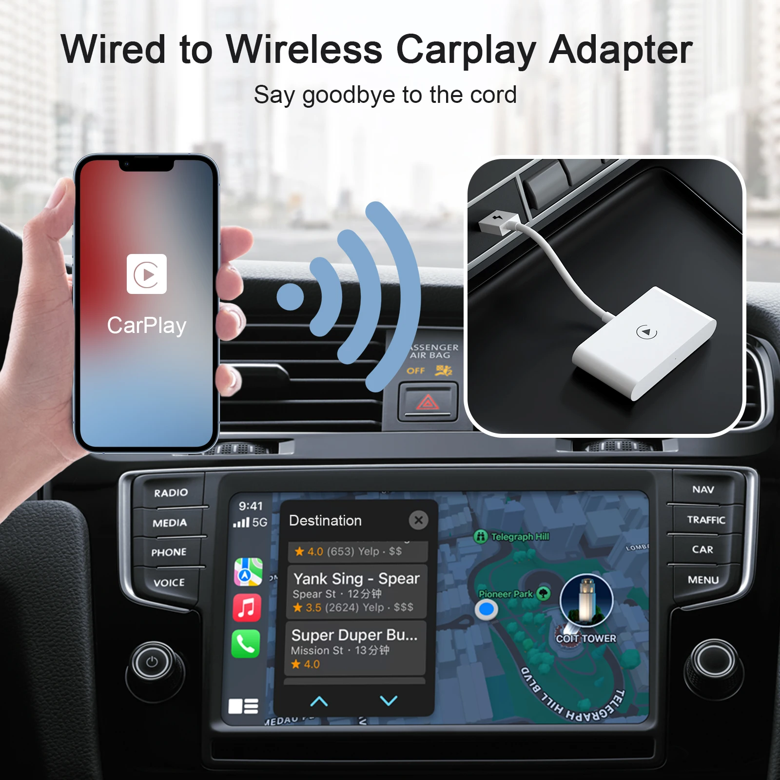 Cena IPhone Bezprzewodowy Adapter CarPlay/klucz Sprzętowy IPhone Przewodowy Na Bezprzewodowy Konwerter Carplay Dla Fabrycznego Fabrycznego Przewodowego Samochodu CarPlay