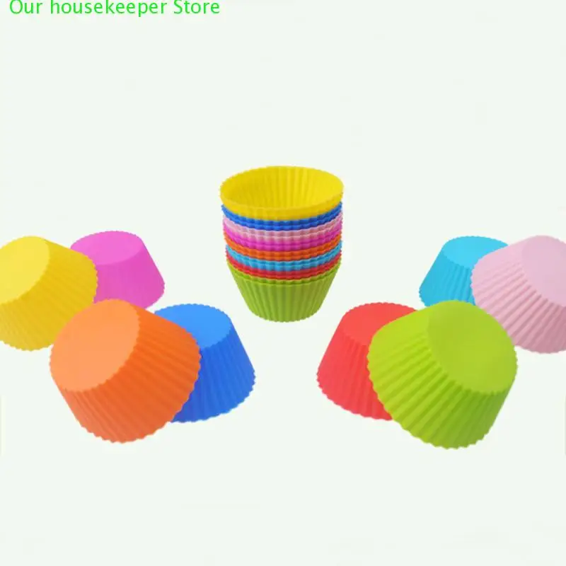 

12Pcs/pack 7cm Round Shaped Silicon Cake Baking Molds Jelly Mold Silicon Cupcake Pan Muffin Cup