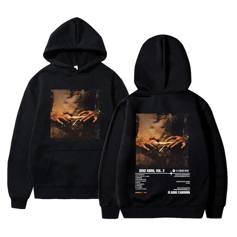 Rapper Eladio Carrion SEN2 KBRN VOL 2 Music Album Graphic Hoodie Unsiex Fashion Streetwear Men Women Hip Hop Oversized Hoodies