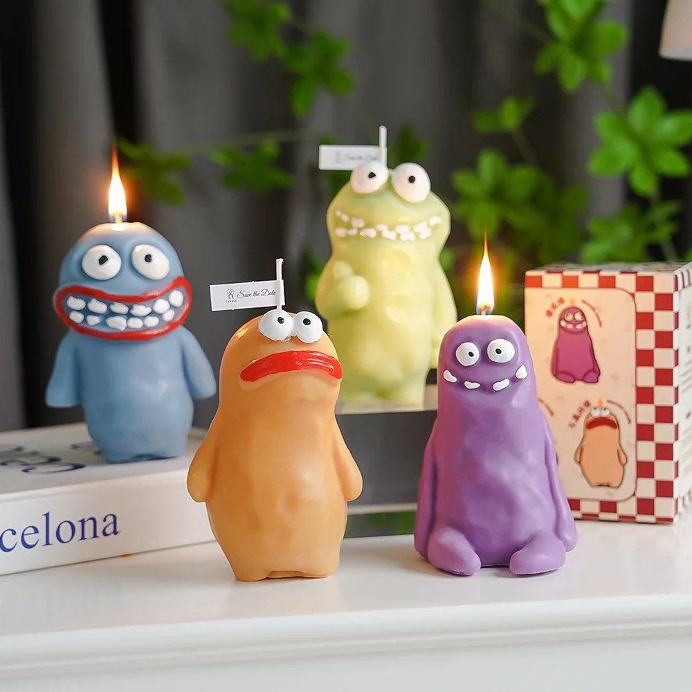 

Cute candles cartoon monster scented candles creative Children's birthday candle baby shower away gifts table decor ornaments