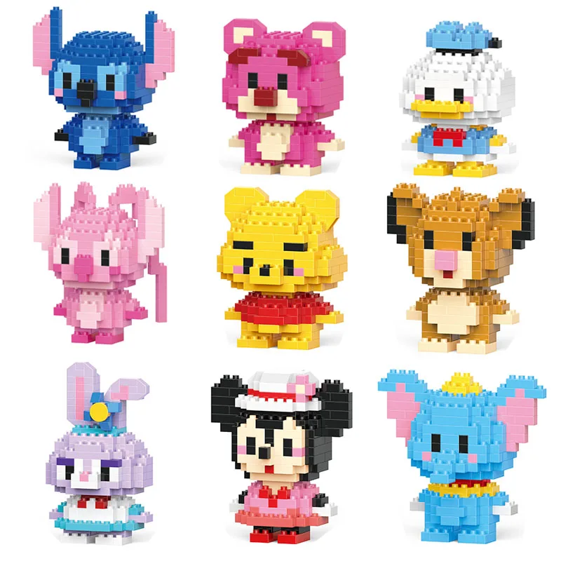 

Disney Stitch Mickey Mouse Winnie Pooh Building Blocks Anime Characters Model Block Dolls Jigsaw Puzzle Girl's Birthday Present
