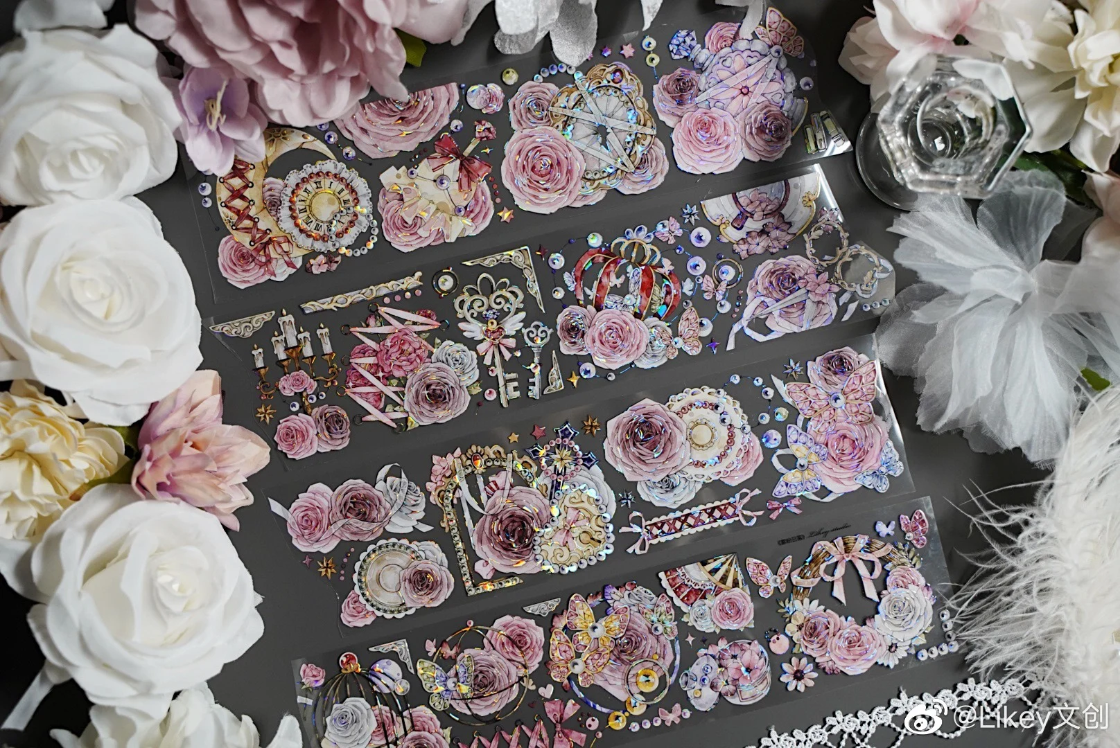 

5M/10M New Butterfly and Pink Flower Shiny PET Tape