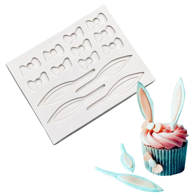 

Bowknot Bunny Ear Silicone Mold Fondant Cake Decorating Tools Sugarcraft Mold Cookie Cupcake Chocolate Baking Mold