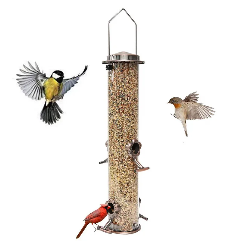 

Outdoor Hanging Wild Bird Feeder Container Stainless Steel Waterproof Perches Bird Feeding Tool Garden Paddock Decoration