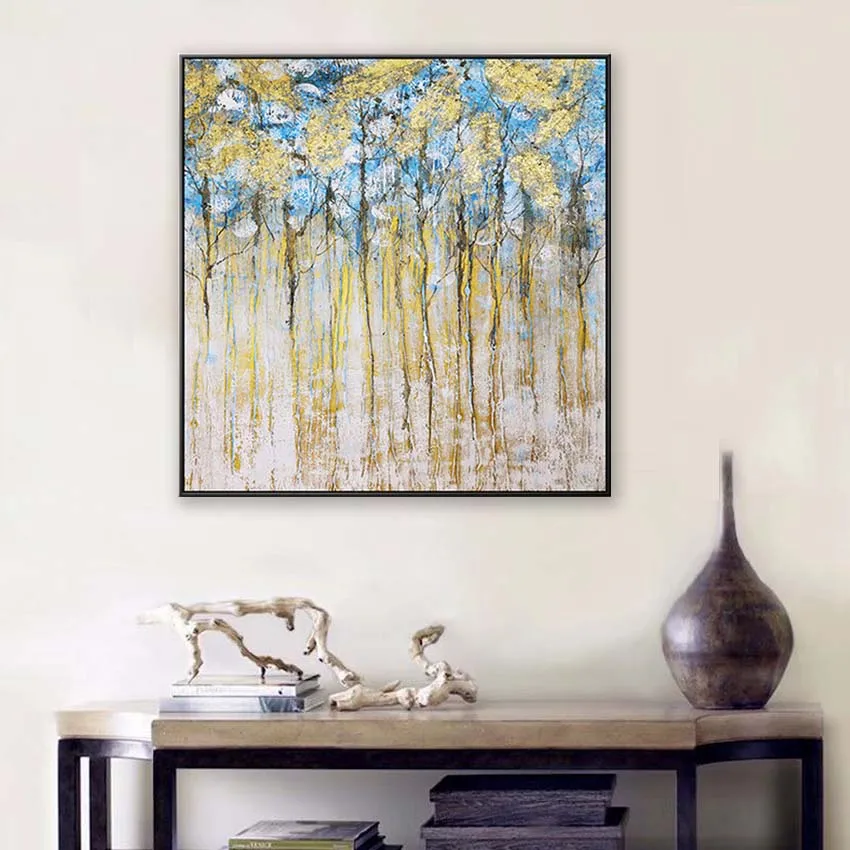 

Hand Painted On Canvas No Framed Modern Abstract Oil Painting Nice Picture Forest Trees Landscape Wall Art For Living Room