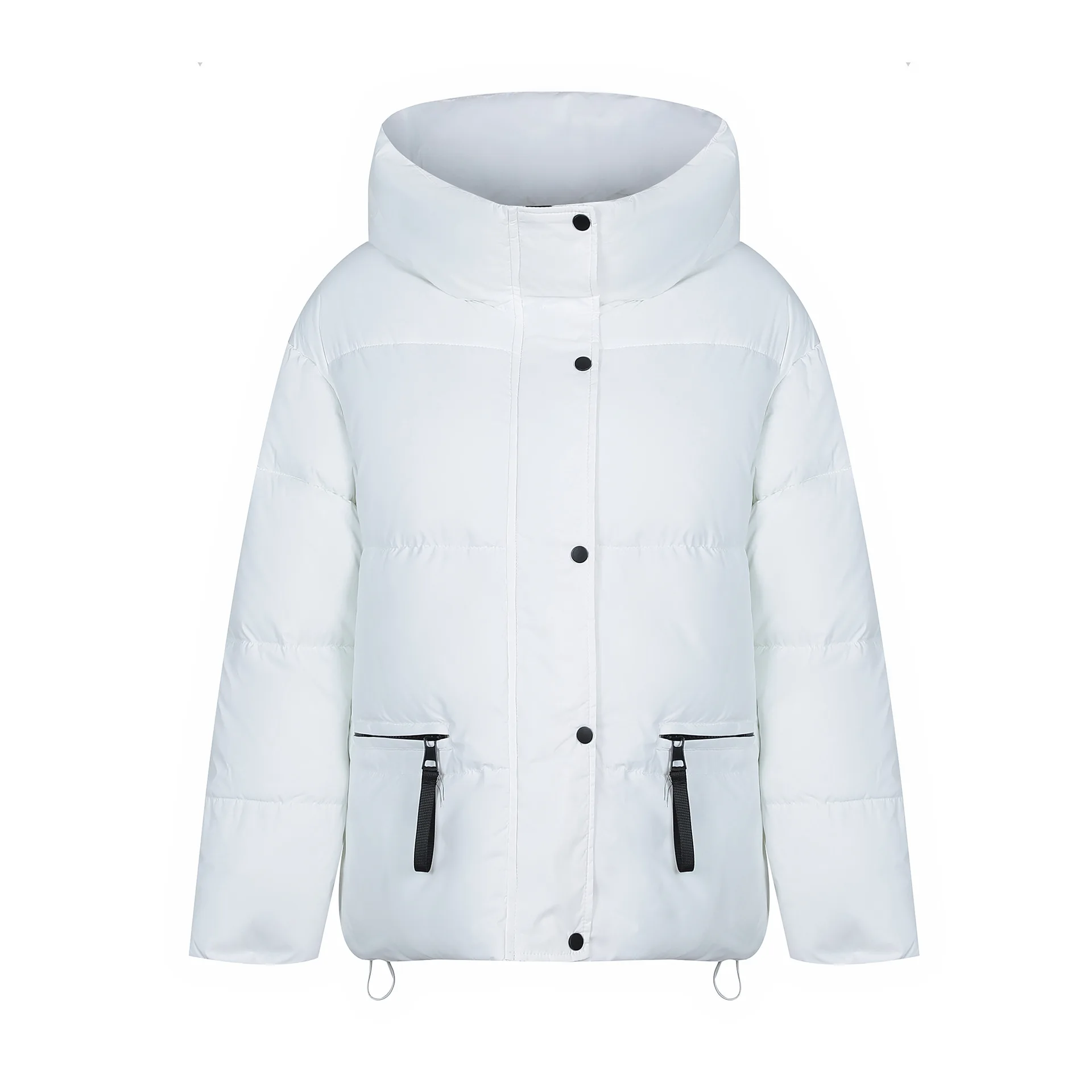 Fashion Padded Women's 2022 Autumn and Winter New Solid Color Bread Clothes Short Hooded Temperament Casual Padded Clothes