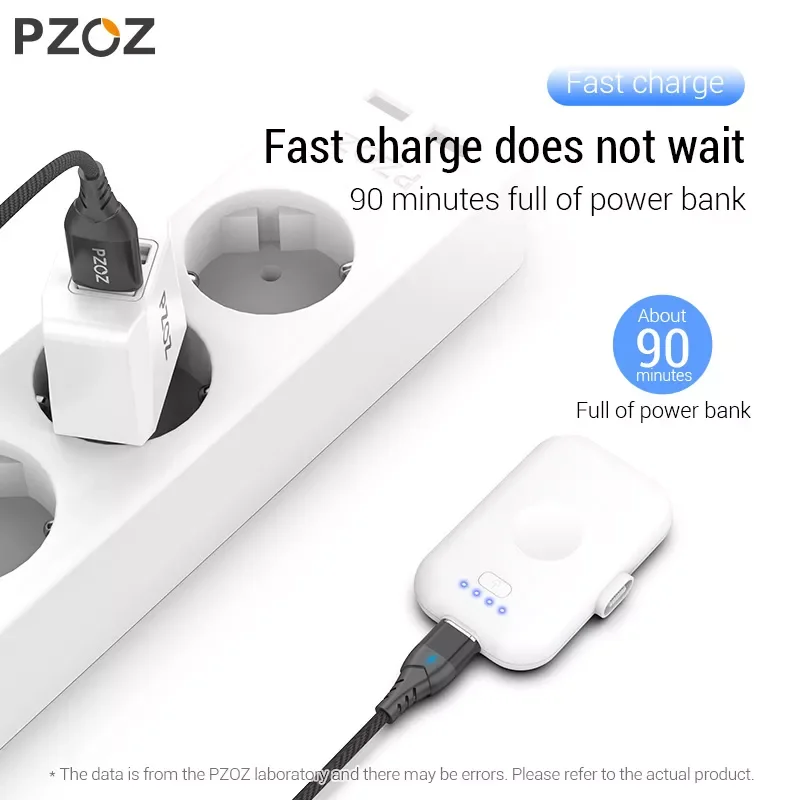 

PZOZ Power Bank For iPhone Micro USB Type C 1200mAh Mini Magnet Charger Power Bank For iPhone iPad Phone
