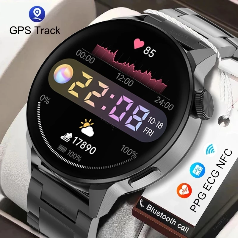 

2022 NFC Smart Watch Men Sport GPS Track Watches Women Wireless Charging Custom Dial Call Heart Rate ECG Smartwatch For Samsung