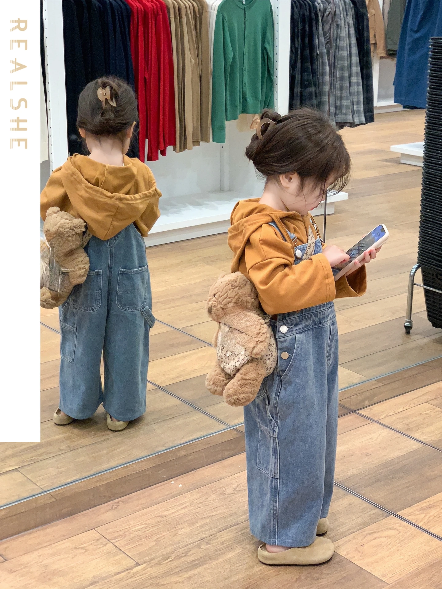 

2PCS Baby Girls Clothing Sets Autumn Kids Girls Clothes Long Sleeve Sweatshirts Denim Overalls Children Casual Suits