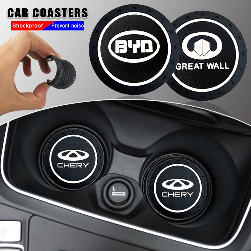 

Car Coasters PVC Anti Slip Coasters Cup Holder Insert for Toyota Yaris Hilux Corolla Prius Avensis Emblem Auris Rav4 Accessories