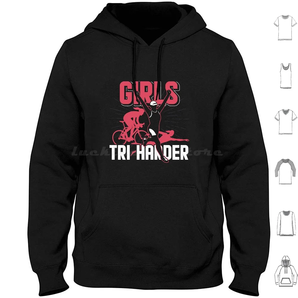 

Tri-Harder Triathlon Girls Hoodie cotton Long Sleeve Triathlon Triathlete Triathlon Lover Sports Athlete Sportsman